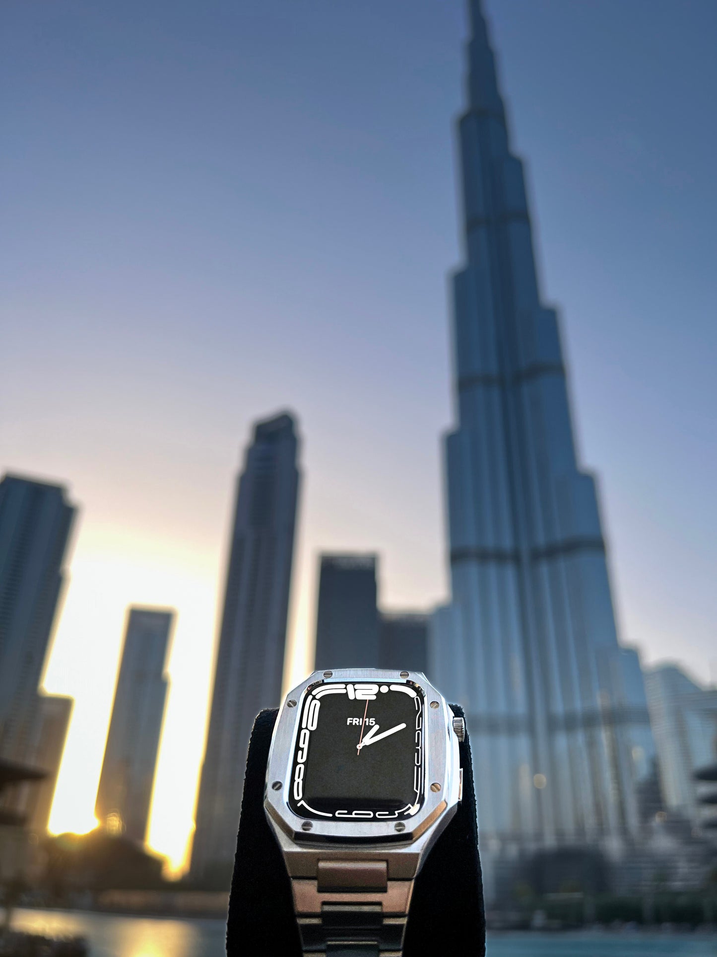 Luxury Silver Apple Watch Case+Strap