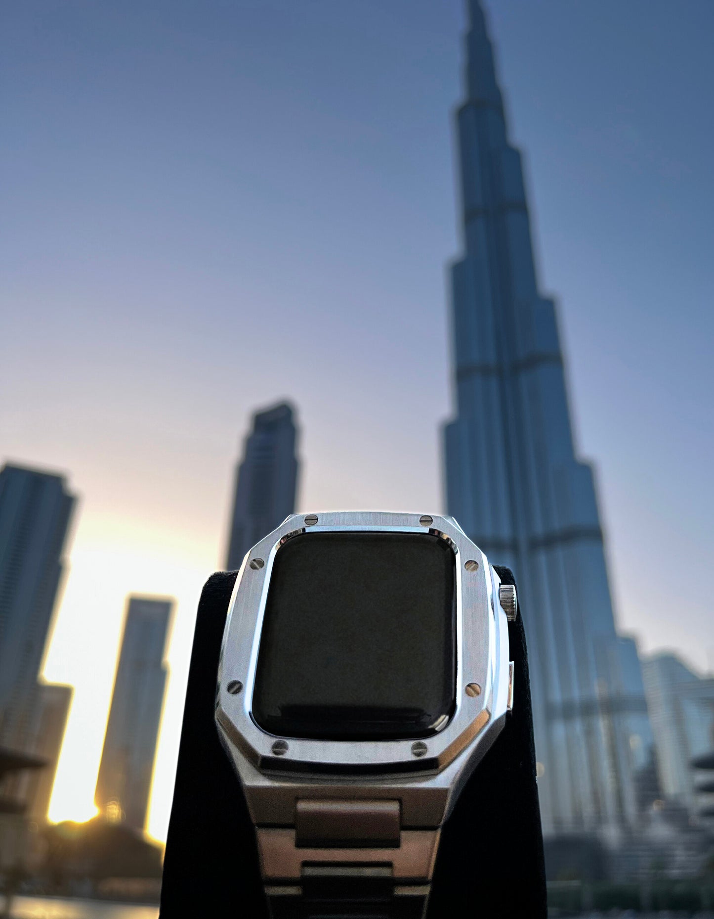 Luxury Silver Apple Watch Case+Strap