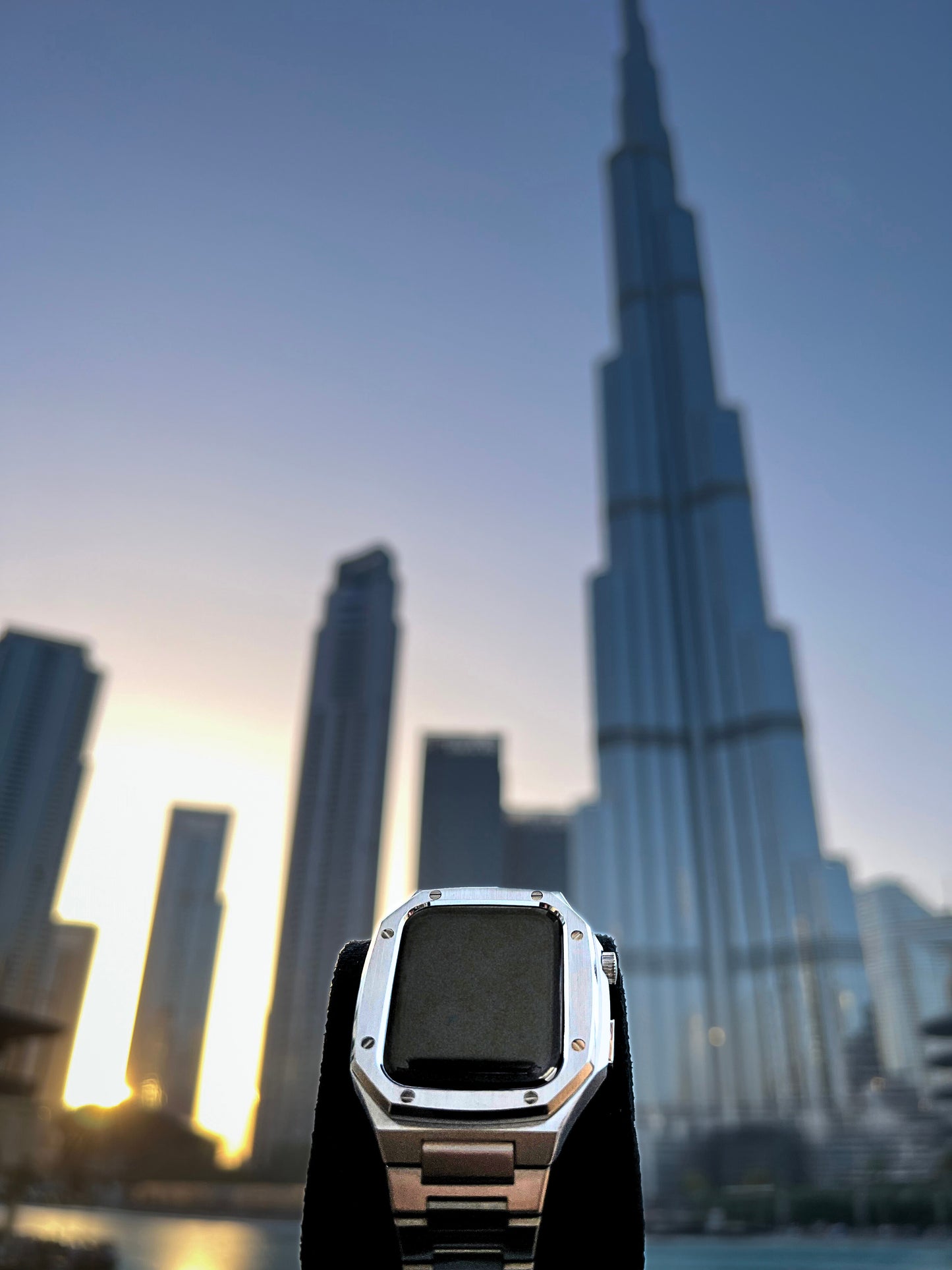 Luxury Silver Apple Watch Case+Strap