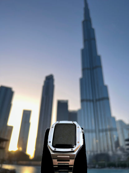 Luxury Silver Apple Watch Case+Strap