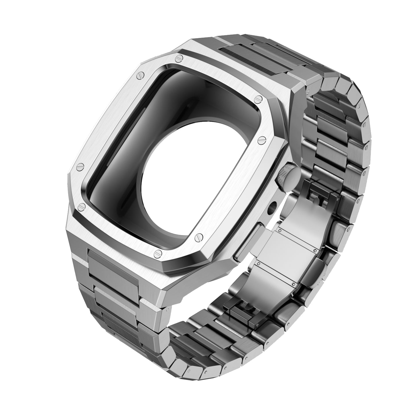 Luxury Silver Apple Watch Case+Strap